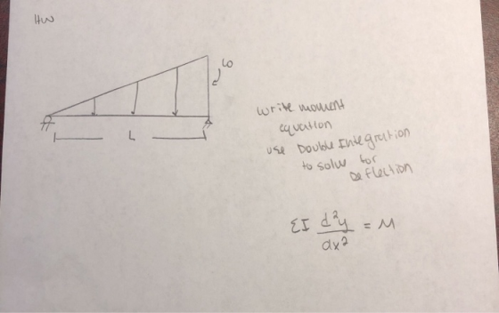 write moment equation use Double Integration to solve for Reflection = M