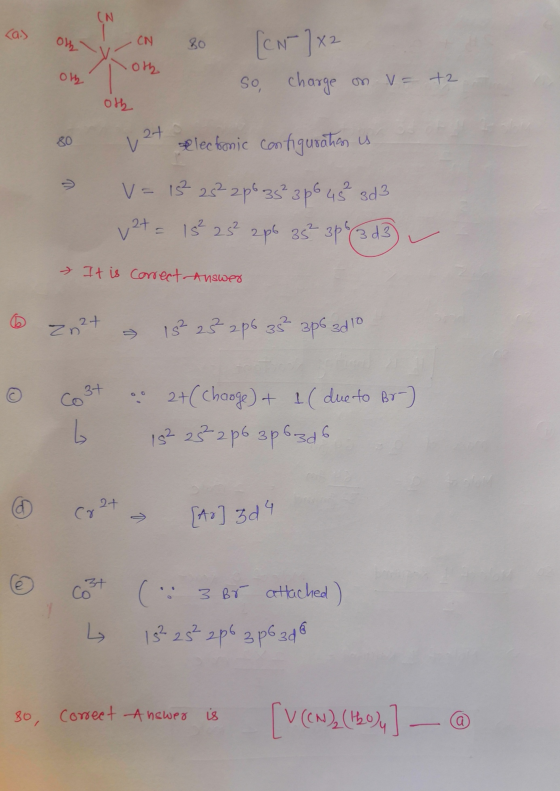 IN cas Oth CN 80 oth [EN] X2 so charge charge on v= +2 oth oth 2+ 80 V plectronic configurations us > V= 15² 222 226 35² 3p6