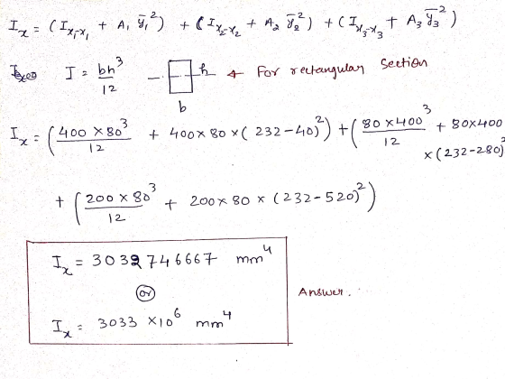) C 3 Iq = (5xx, +4,0+ +48 + 4,7%) +Chwyty ?) EL (40 + 400x80 x( 232-403) + I z bhi A for rectangular Section 12 b 3 80XH00 +