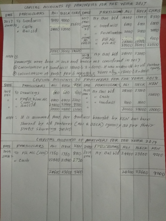 6000 307 CAPITAL ACCOUNTS OF PARTNERS FOR THE YEAR 2017 DHE PARTICULARS AL BECK CHRIS DATE PARTICULARS ALL BECK CHRIS 2017 To