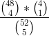 \frac{\binom{48}{4}*\binom{4}{1}}{\binom{52}{5}}