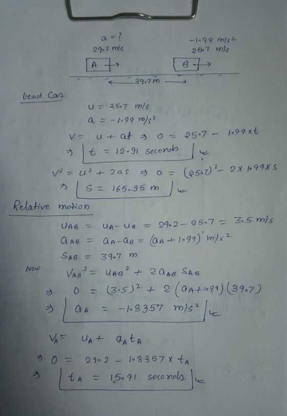 -1-99 m/s2 967 m)s 292 mls Ceoaot Can u ·25-7 m/s 99 ms2 Relative motion . ang = aa-ae= @A+1.99)hm)sa SAB397 m Nouw A LA