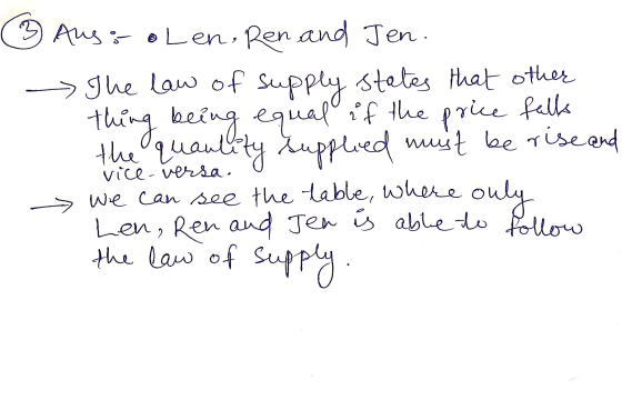 ♡ thing being price falls 3 Aus: olen, Ren and Jen. The law of supply states that other equal if the the quanto ty supplied m