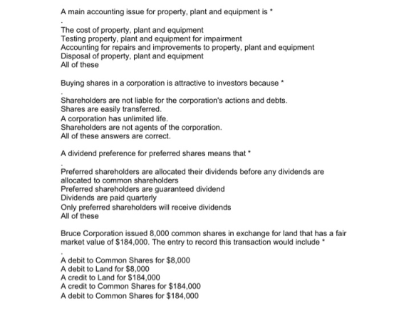 A main accounting issue for property, plant and equipment is * The cost of property, plant and equipment Testing property, pl