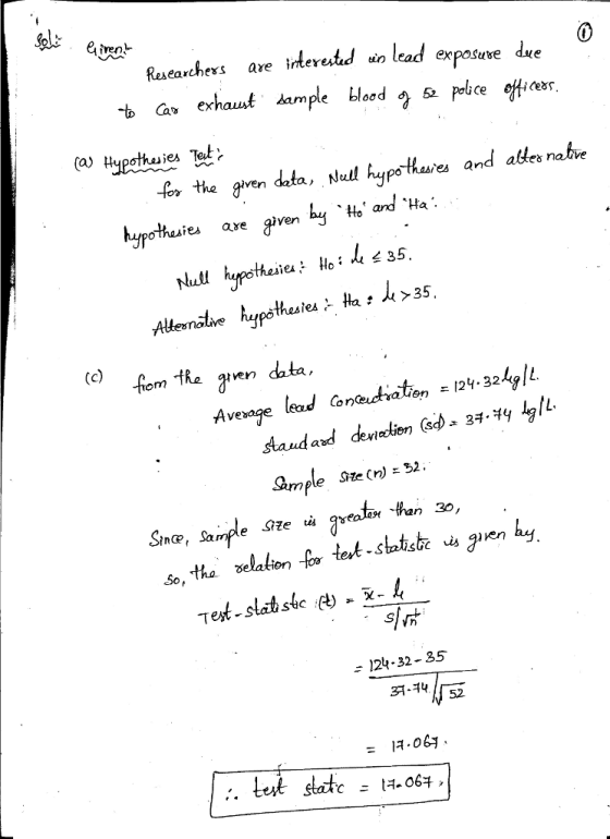 Q ireni- Raseachers are irteretd «n lead expase d«<e exposube due t Ca exhaus Ceas o the gen data, Nhrandabe ative ypothais ae gven 124 . 321(911 on (L Since, Sample SHe tu gYealay、than 30 So, tha ชelation for tet.shtsbe da g.en hy 124-32-35 3T-44 52
