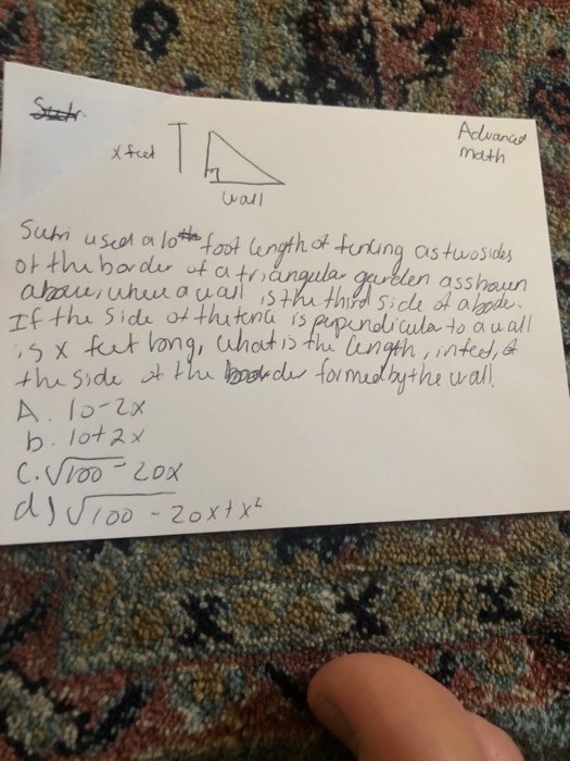 Advanced math x feet wall Sumi used a lothe foot length of terling astuosides of the border of a trángular gullen asshoven ab