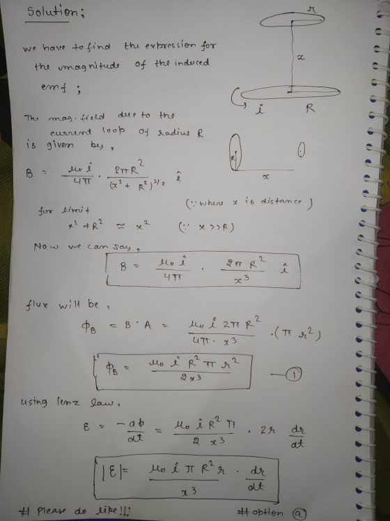 solution: we have to find the magnitude the expression for of the induced 0 0 0 0 0 em f ; R The due to the mag. field curren