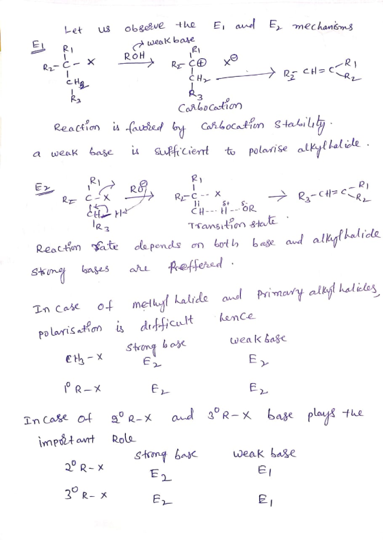 E and Ez mechanisms Let ws RI 1 observe the a weak base ROH Rz Co R2-C-X RI xo 1 (Hr CH R2 CHg R ki Rs Carbocation Reaction i