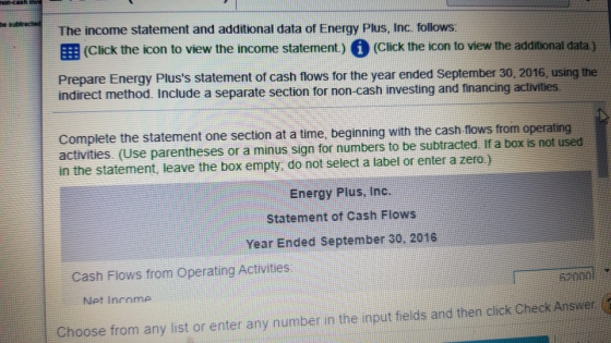 The income statement and additional data of Energy Plus, Inc. follows: :: (Click the icon to view the income statement.) (Cli