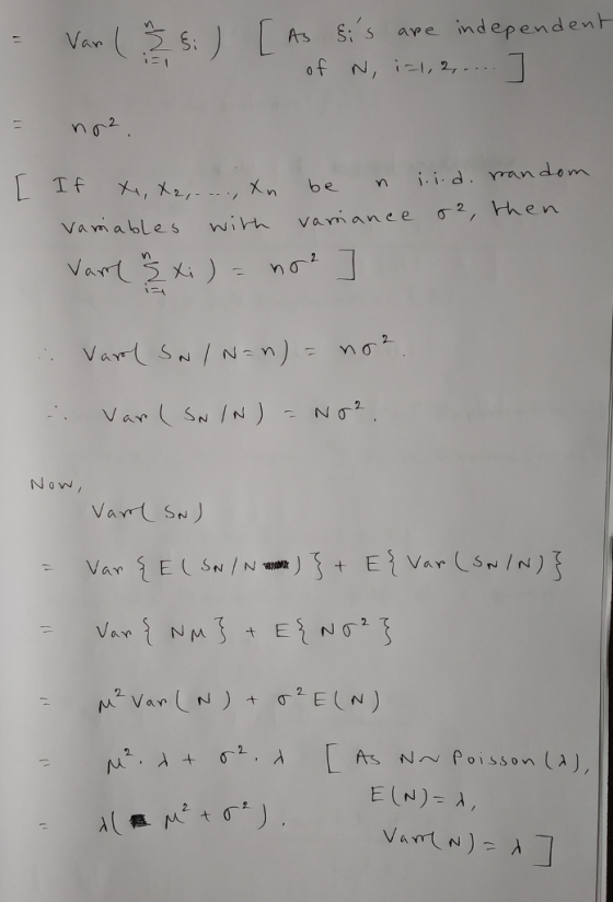 n d ep en d en S. S of N , 2, As ape σ2rHen vamables with Va m a n e e Now Vat S) ATS N~Poisson(A