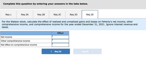 Complete this question by entering your answers in the tabs below. Req 1 Req 2A Req 2B Req 20 Req 2D Req 2E For the Watson st