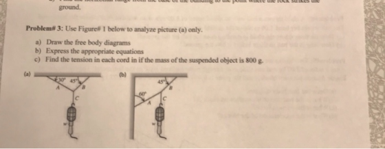 ground. Problem# 3: Use Figure 1 below to analyze picture (ə) only. a) Draw the free body diagrams b) Express the appropriate