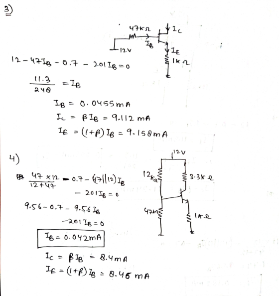 3) rec IT 47kR M IB 12V LE 12-47163 - 0.7 (кл 201 IB = 0 11.3 240 = IB IB = 0.0455mA Ic BIB 9.112 mA If = (1+B) IR = 9-158mA
