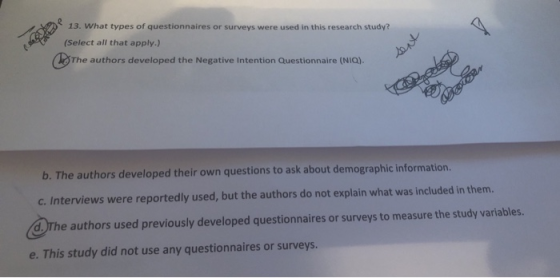 19013. What types of questionnaires or surveys were used in this research study? (Select all that apply.) ( The authors devel