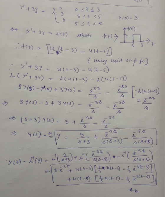 y + 34 { 9 osz z 3 3 37 <5 5 tac 7(0)=3 y+34 +12) I fee) when #tytt fez) 7 3 Š [u, (2-3) y+34 hly+34) ult-5)] ( Using uni