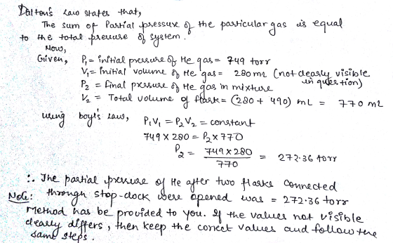 Daltons law states that, The sum op Partial pressure of the particular gas is equal to the total pressure of system. Mowe, G