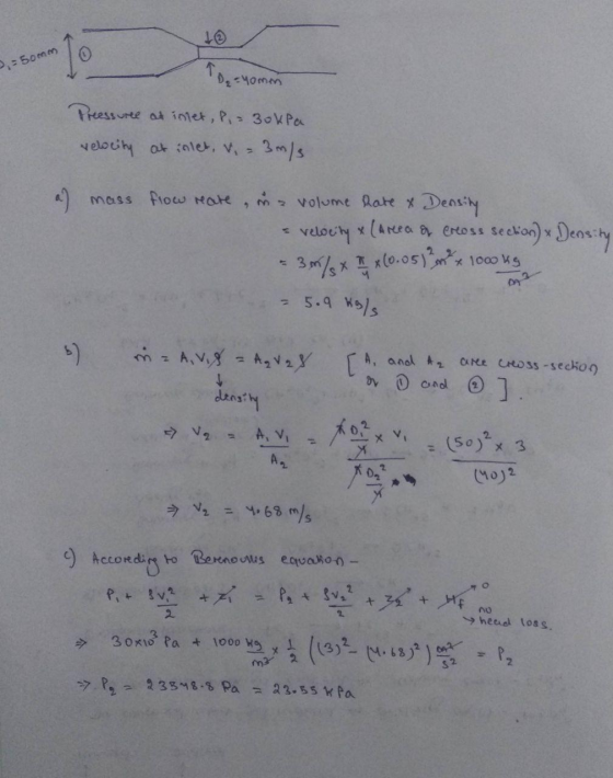 -50mm 10.-yomm Preessure at inet, P, = 30 kPa velocity at inlet, &, = 3 m/s af mass flow rate Density in a volume Rate & Dens