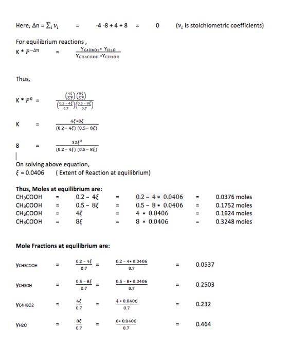 Here, An = v = -4 -8 + 4 + 8 = 0 (vi is stoichiometric coefficients) For equilibrium reactions, K*p-An = YC4H802* YH2O Үснэсо