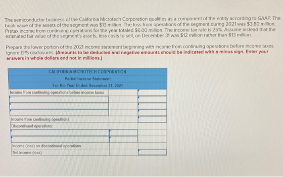 The semiconductor business of the California Microtech Corporation qualifies as a component of the entity according to GAAP.