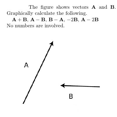 The figure shows vectors A and B Graphically calculate the following A B, A B, B A, B. A 2B No numbers are involved.
