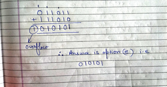 OILO! + I Lolo DO10101 ol overflow . Answer, is option (e) ie OTOTOT