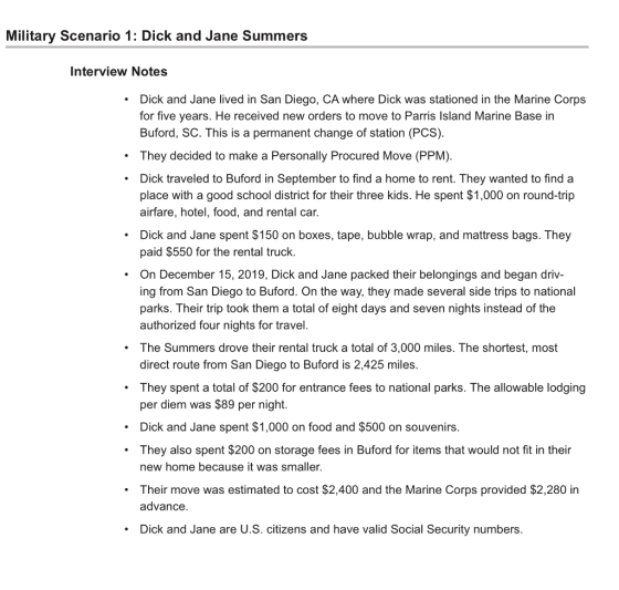 Military Scenario 1: Dick and Jane Summers Interview Notes Dick and Jane lived in San Diego, CA where Dick was stationed in t