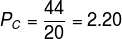 P_{C}=\frac{44}{20}=2.20