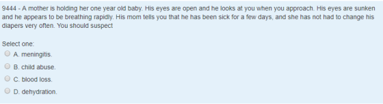9444 - A mother is holding her one year old baby. His eyes are open and he looks at you when you approach. His eyes are sunke