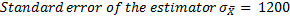 Standard error of the estimator og = 1200