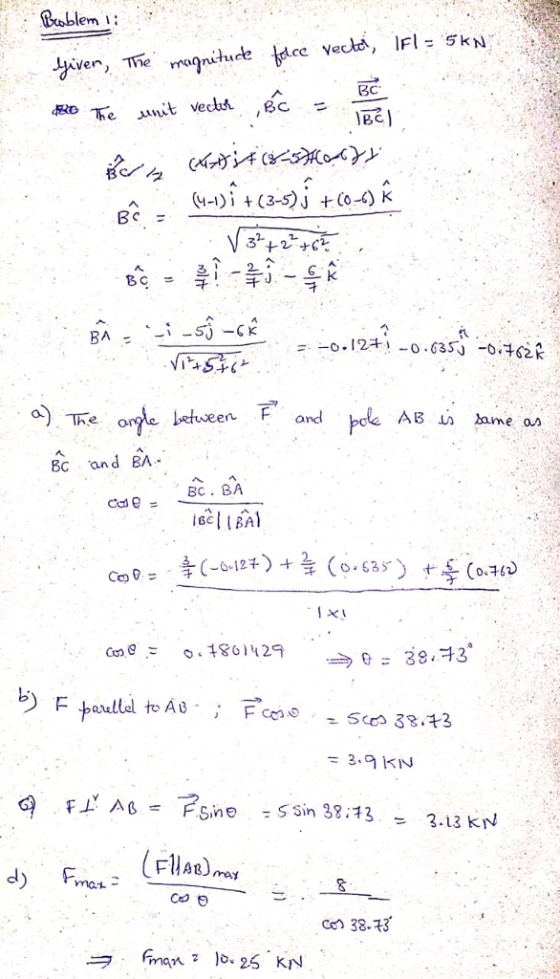 Boblem i: ve Tne BC Bc BA a The tween F and Bc and BA BC. BA g.13 3,9 KN ray VYねぇ- c38.3