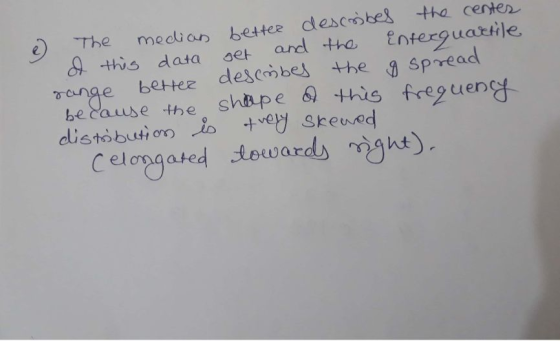 Median bettee descobes the certer and tha The Enterguartile this data set descmbel the spread shape & thie freguen +vety Skeu