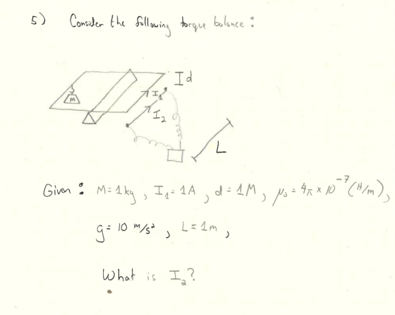 5) Consider the following torque balance : H Td Luo Girm & M= 1 kg , Ig : 1A , d = 1M , M = 4x X 10 (f/m), g= 10 m/s2 , L=1m
