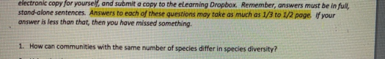 electronic copy for yourself, and submit a copy to the eLearning Dropbox. Remember, answers must be in full, stand-alone sent