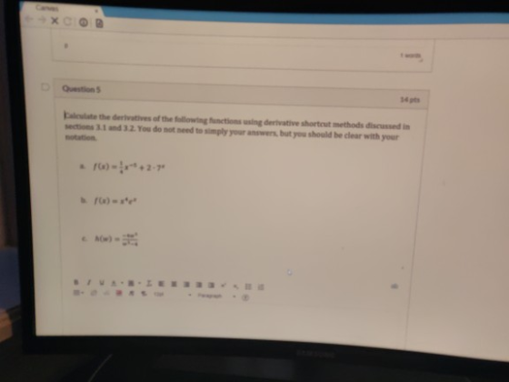 Date the derivatives of the following functions using derivative shortest methods discussed in sections and 32. You do not ne