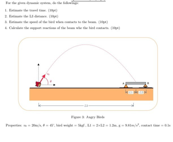 For the given dynamic system, do the followings: 1. Estimate the travel time. (10pt) 2. Estimate the L3 distance. (10pt) 3. E