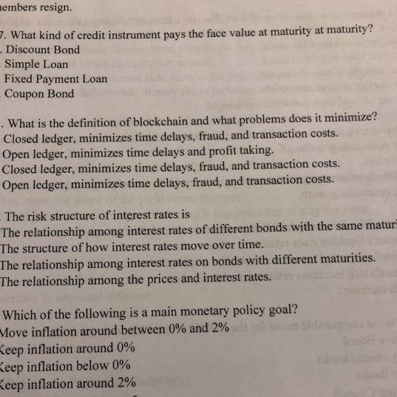lembers resign. . What kind of credit instrument pays the face value at maturity at maturity? Discount Bond Simple Loan Fixed
