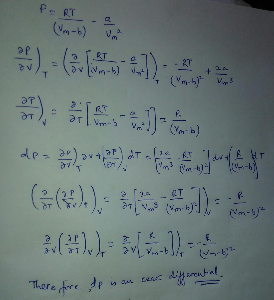 a p AT -으 - RT 2 a 2 (Vm b a p orenhal