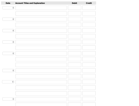 Date Account Titles and Explanation Debit Credit