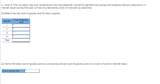 b. Case 2: The company has prior experience with the seasonal market for geothermal pumps and expects that any reductions in
