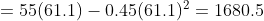 =55(61.1)-0.45(61.1)^2=1680.5