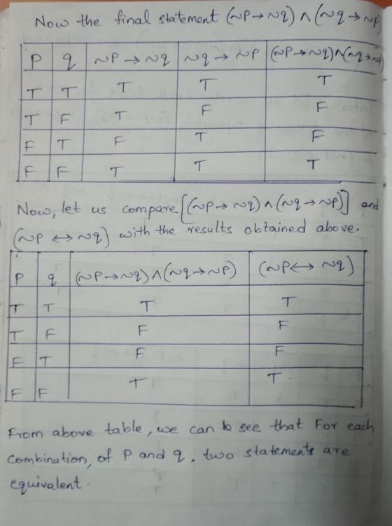 Now the final statement (WP*Nq) (~qərp P Q NP Nq NqNP (@PEN2) Marqand T T T T F IT T T To T T T IF T Now, let us compare (cop