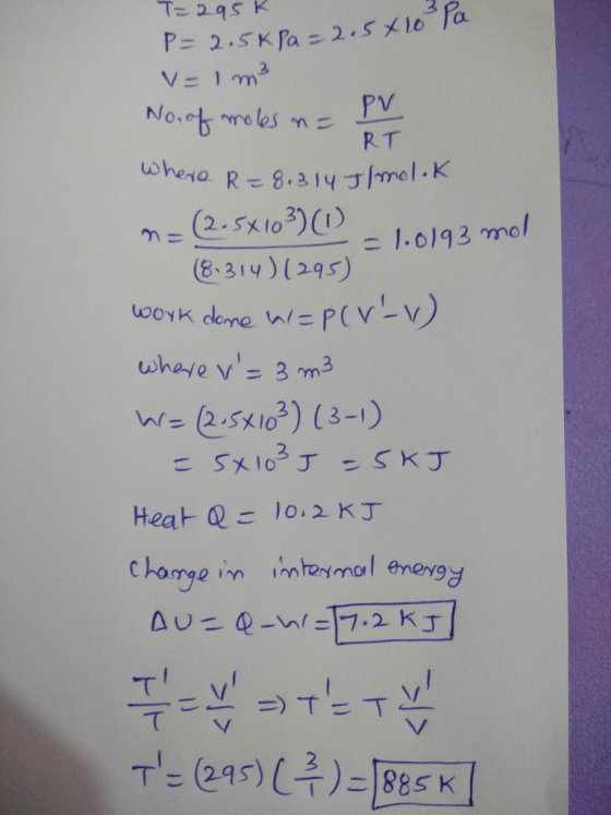 Tz2qs 2 p:/ No.ot nro les.n= where R-8314 /mal.K าะ (2.5X 103)(1) RT (8.31y) (29s) w 2.5x103) (3-1) TV l_ (245) ( 우 )二1885 K