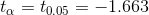 to = t0,05 = -1.663