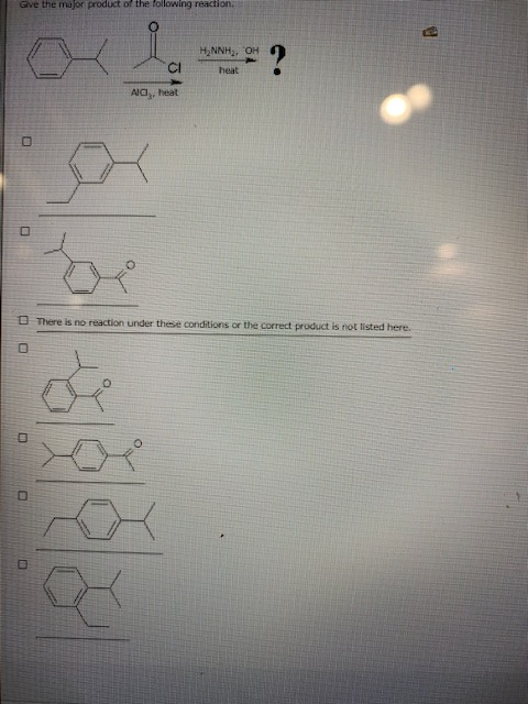 Give the major product of the following reaction, Cl HANNH, OH heat ? Na heat O There is no reaction under these conditions o