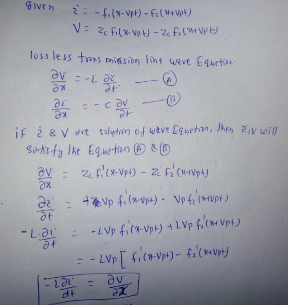loss less trens mission line weve Equet 2- 死. a t d t