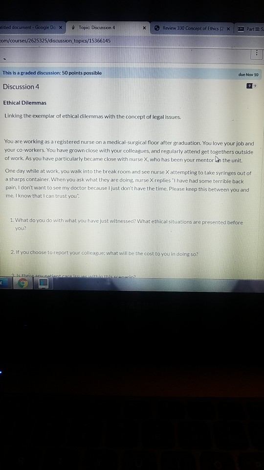 titled document - Google Do x Topic Discussion 4 x → Review 330 Concept of Ethics (2 x Part I:S m/courses/2625325/discussion