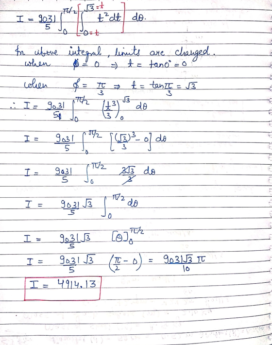 Th[3=1 t²dt do.. in citive when when integal, limits are changed. - o - t = tano = 0 of = t t = tant = 13 1th . St Jo de los