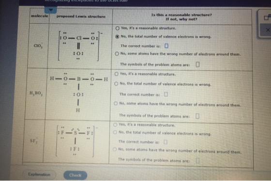 molecule proposed Lewis structure Is this a reasonable structure? If not, why not? Yes, its a reasonable structure. No, the