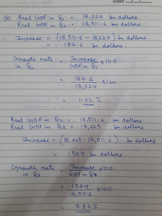 Date (b) Real GDP in 8,324 n dallasus Real G1DPim-02 18,511-6 bn dollar s ง.oune (18,511-6-18,3 2 y) เ, daluha ー 183-6 9 18,324 1.02. Real 31 D pun S 2-18,S11-6 RealCr1 Dp un§3= 18,665 en dollars on alolland chouase = ( 181 665-18,5 l . 6 ) bm della su C1 un - 153.Y loo 8,511.6