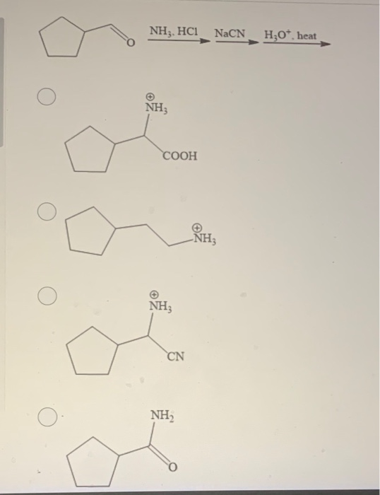 NH3, HCI NaCN H30+ heat NH; COOH NH; NH CN NH